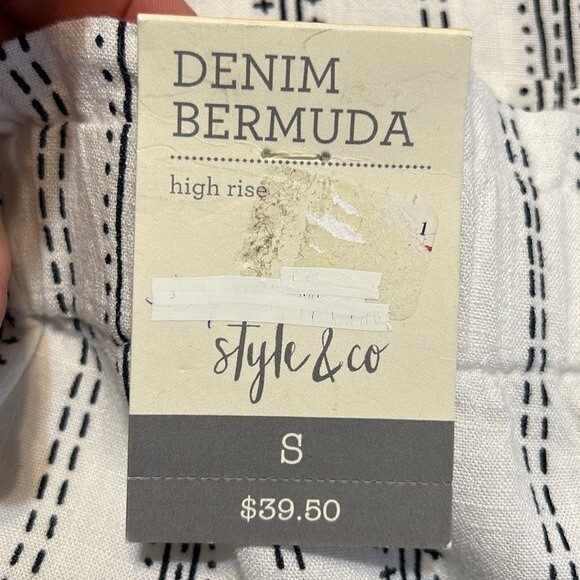 STYLE & CO Size Small Denim Bermuda High Rise Paperbag Waist Pull On Shorts NWT - Picture 7 of 12